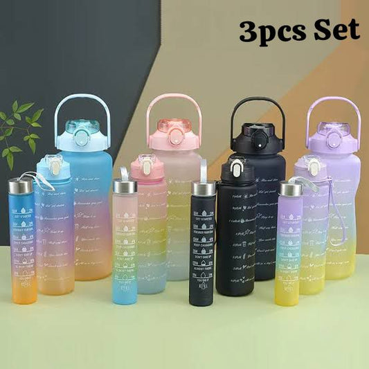 Set Of 3 Gradient Colour Water Bottle Set